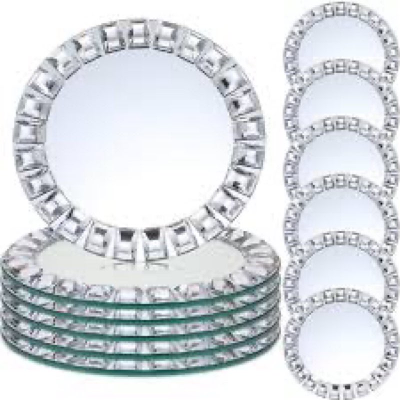 suclain 12 pcs mirrored glass charger plates 13 inch silver mirror plates round chargers for dinner 
