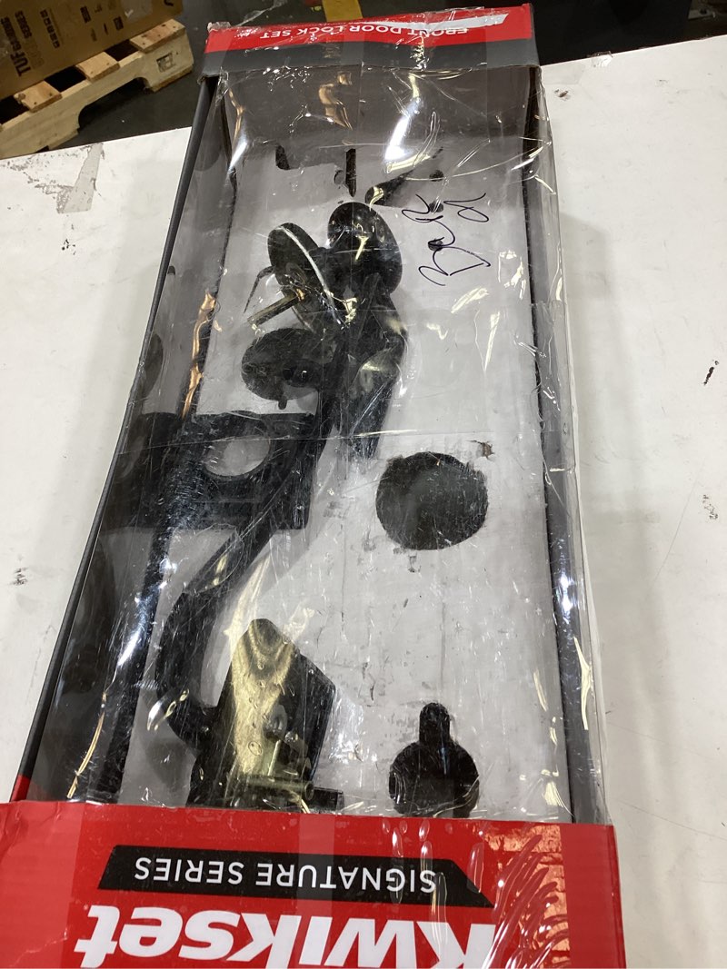 Condition photo showing New/Like New for kwikset hawthorne front door lock handle and deadbolt set, entry handleset exterior with interior door knob, venetian bronze, pick resistant smartkey rekey deadbolt security, with microban protection