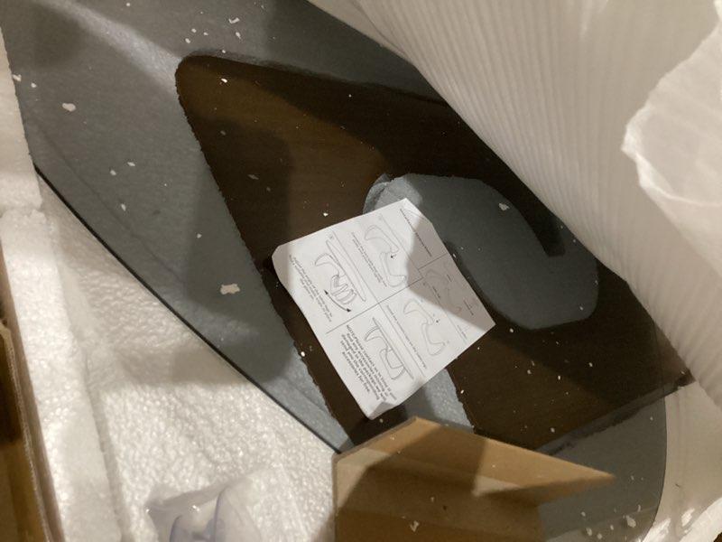 Condition photo showing As Is for Mid Century Modern Glass Coffee Table, Coffee Table for Living Room, Brown Glass Coffee Tables,Suitable for Bedroom Living Room Reception Office Tables (Walnut/Grey, Medium 35.8 * 25.5 * 16in) Walnut/Grey Medium 35.8 * 25.5 * 16in