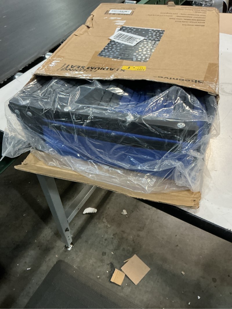 Condition photo showing Good Condition for sheenive stadium seats for bleachers with back support, bleacher seats with backs and cushion wide, padded portable folding comfort stadium chair with shoulder strap, perfect for sports events, blue blue 1