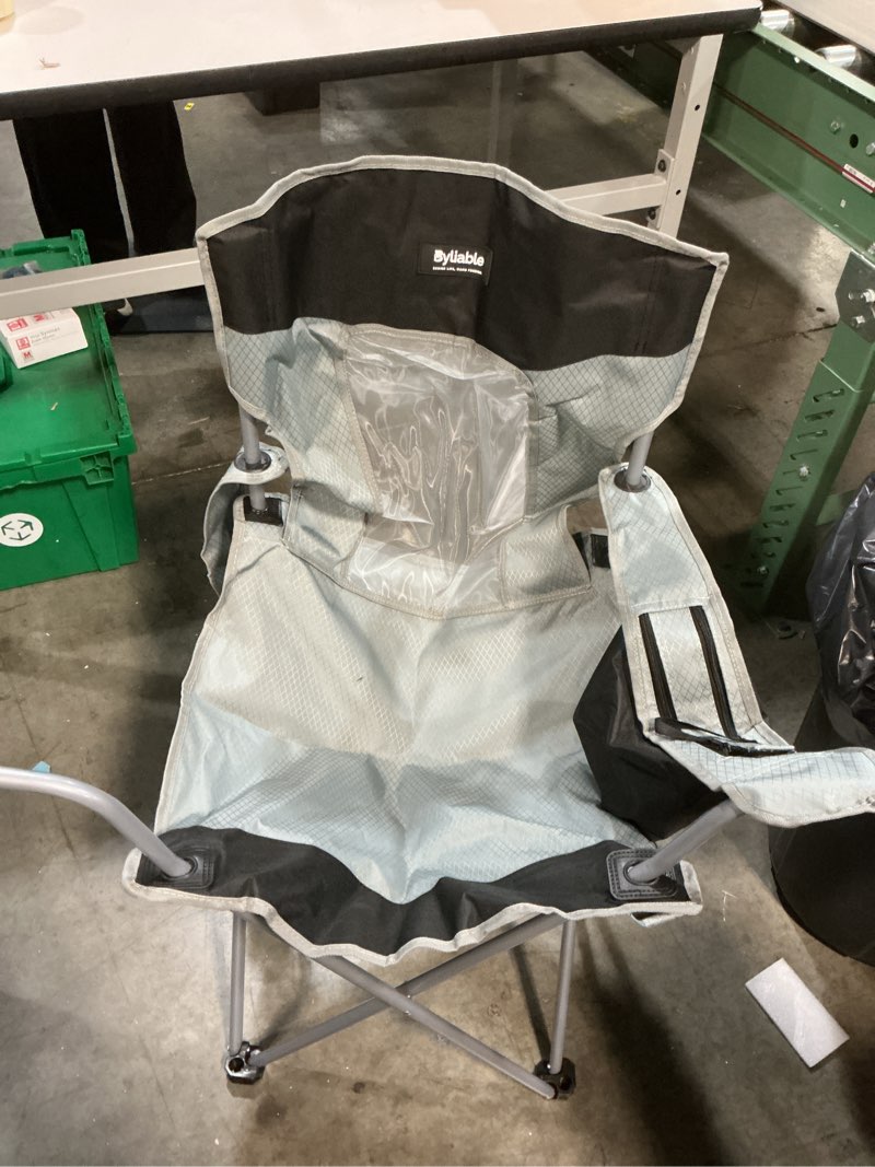 Condition photo showing Good Condition for camping chairs lawn portable foldable camp folding lightweight chair for adults with drink holder and cooler pouch outdoor for camping, lawn, sports, picnic, music festival, gray black gray black large