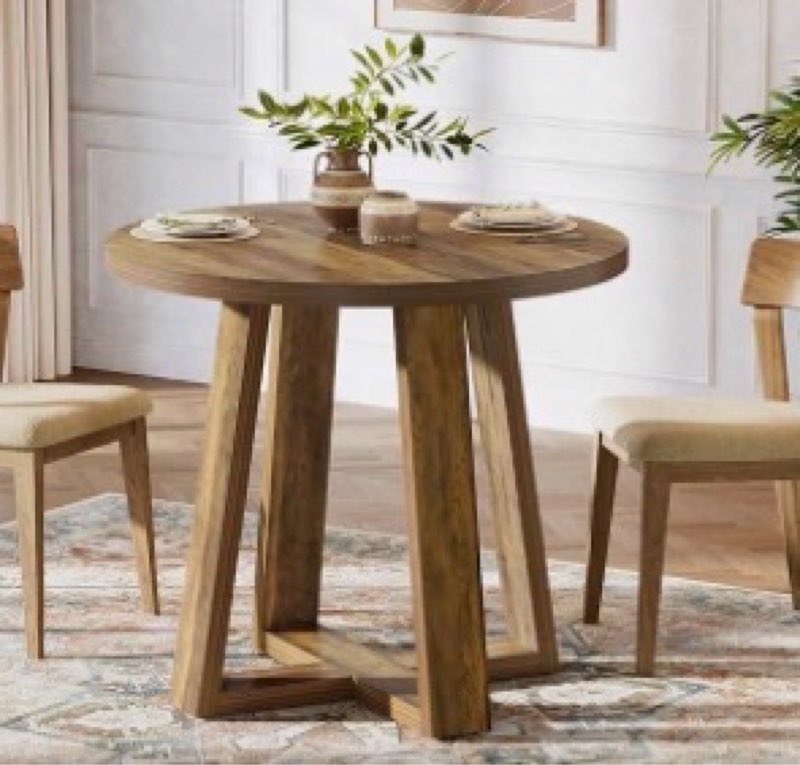 Tribesigns Small Round Dining Table for 2-4 People, 31.5 Inches Farmhouse Kitchen Table for Small Sp