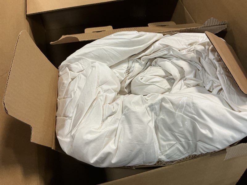 Condition photo showing As Is for Hotel Grand Luxury White Goose Feather Down Fiber Comforter Twin Size, 100% Cotton Ultra Soft Duvet Insert Twin, Hotel Hypoallergenic Extra Warmth Bedding Comforter, White 68x90 Inch Extra Warmth Twin