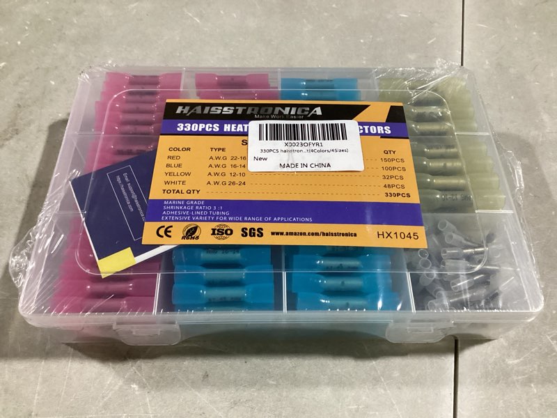 Condition photo showing New/Like New for 330PCS haisstronica Heat Shrink Butt Connectors-Marine Grade Waterproof Electrical Crimp Wire Connectors Kit-Tinned Red Copper Insulated, for Boat,Truck,Stereo,Joint(4Colors/4Sizes)