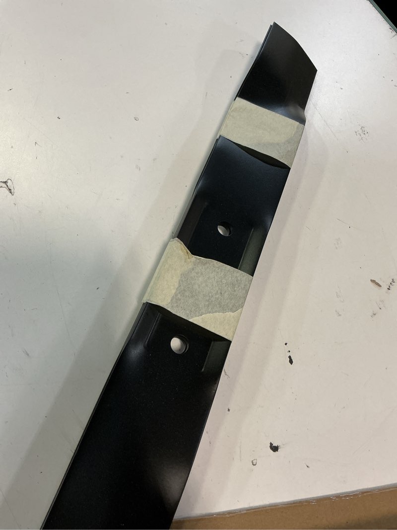 Condition photo showing Good Condition for 42 inch mower blade for john deere, mulching lawn mower blades for john deere 42'' deck with circle hole l100 l110 l111 l108 l118 lawn tractor replace gx20249 gx20433 gy20567