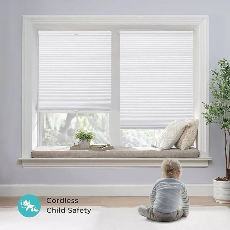 Joydeco No Tools No Drill Blinds for Indoor Windows, Cordless Window Blinds Cellular Shades Top Down