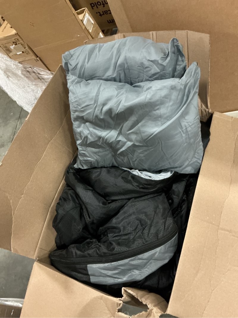 Condition photo showing Good Condition for brand unknown black and gray sleeping bag with travel bag cotten and polyester (190+30)x150 cm