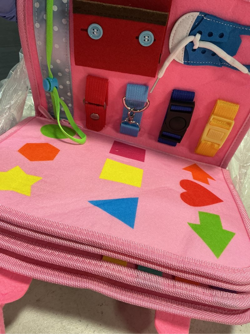 Condition photo showing New/Like New for esjay toddler busy board montessori toys for girls, sensory book educational activities for learning fine motor skills, birthday gifts for girls toddlers, travel toys for airplane car, fairy horse