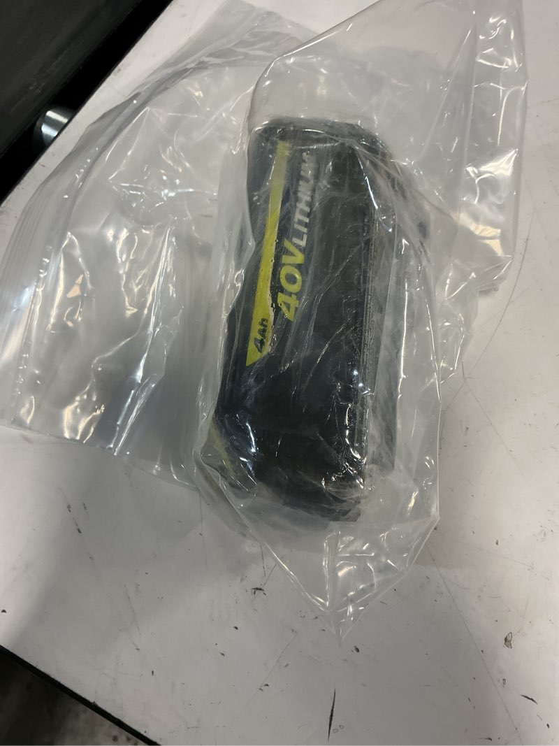 Condition photo showing As Is for ryobi40v 4.0 ah lithium-ion battery
