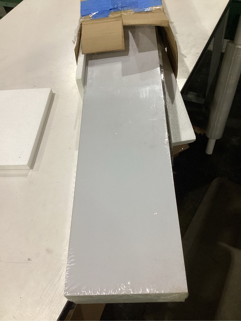 Condition photo showing New/Like New for bameos rgb led floating shelves for wall, 35" wall mounted wooden shelves with invisible brackets, set of 2, hanging wall shelves for bedroom, living room, kitchen, study (white) 35 x 7 white-rgb