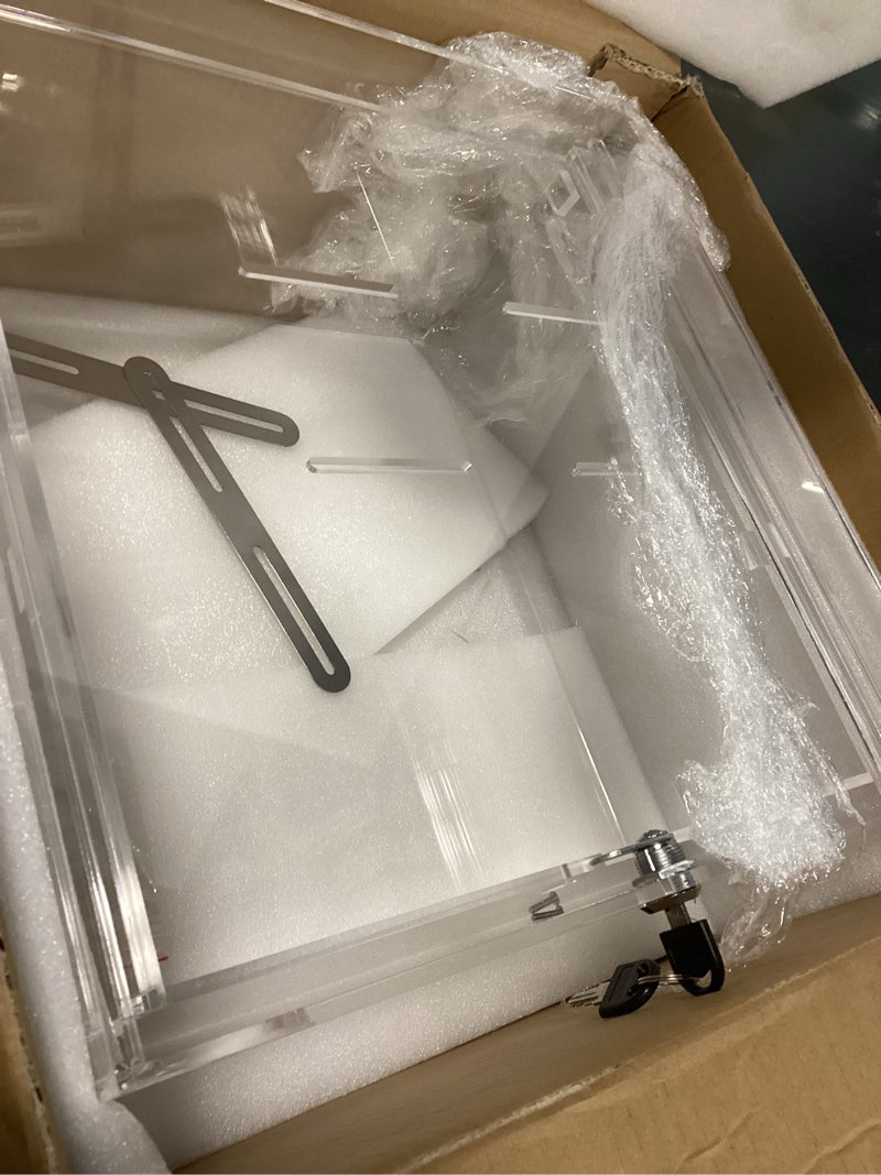 Condition photo showing As Is for ciaoher extra large clear acrylic refrigerator medicines insulin narcotics storage lock box with two keys and mounting hardware?16''d x 14''w x 8''h x-large