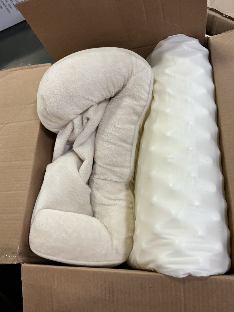 Condition photo showing Good Condition for bedsure dog beds for small dogs - round cat beds for indoor cats, washable pet bed for puppy and kitten with slip-resistant bottom, 25 inches, white 25"l x 21"w x 8"th angelic ivory
