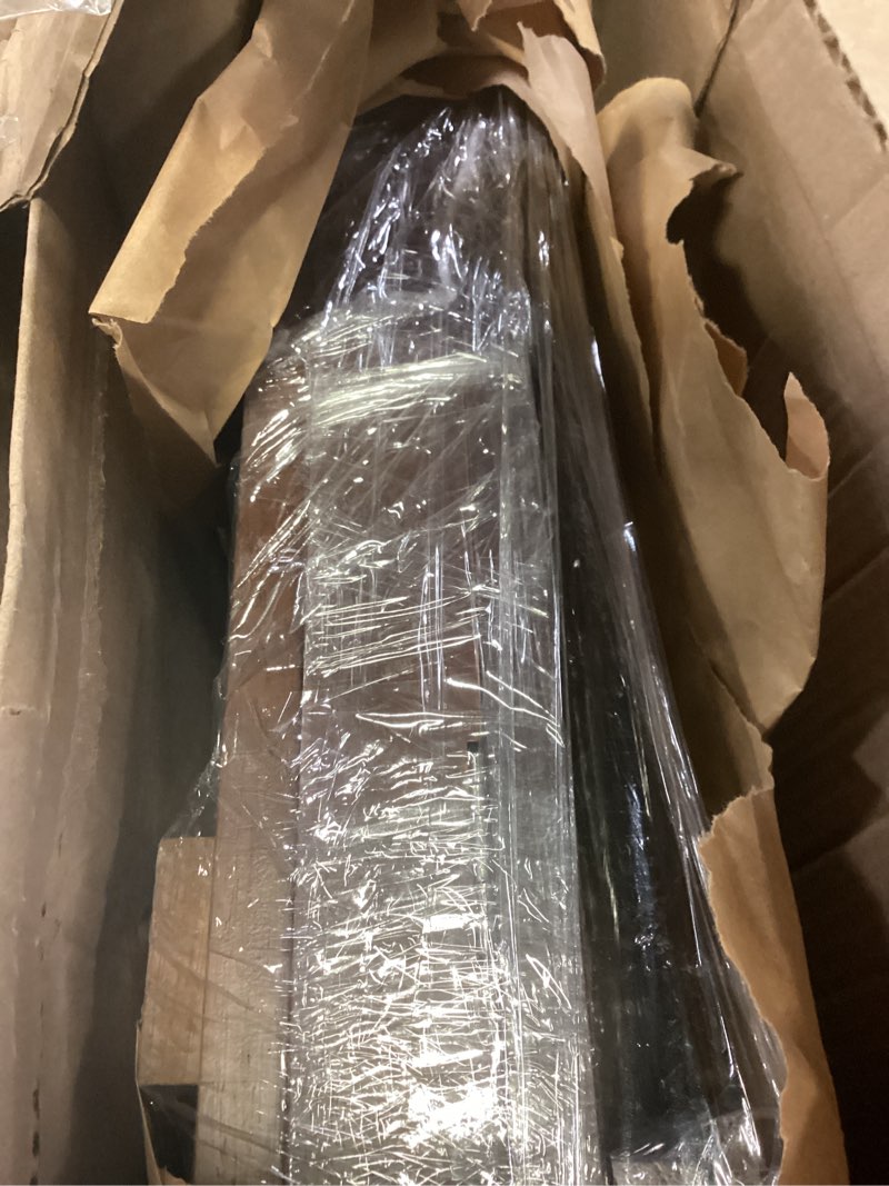 Condition photo showing As Is for aqimuele wooden c-shaped end table,couch table with adjustable desktop,small rolling side table with 2 lockable wheels 23.36" width,small end table for couch, living room,bedroom (walnut) 15.6"d x 23.6"w x 24.8"h modern 2 tier walnut