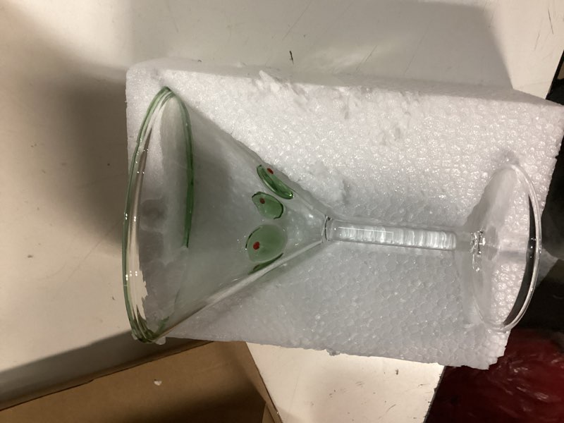 Condition photo showing Good Condition for mimorou 2 pcs olive icon martini glasses 9 oz clear cocktail shaker glassware with tall stem for home bar anniversary martini theme parties supplies holiday gifts for wine cocktail lovers
