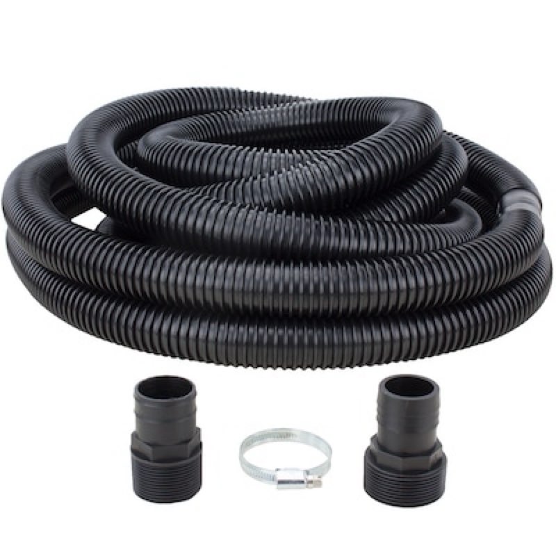 h2opro sump pump discharge kit 24' 1-1/4" hose- 1-1/2" and 1-1/4" adapters