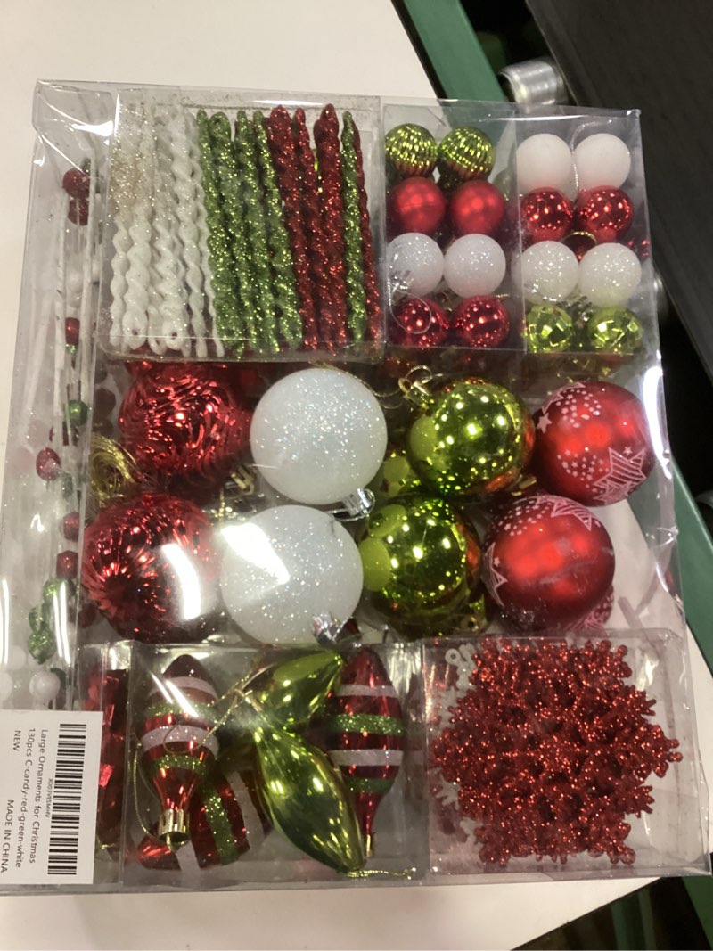 Condition photo showing New/Like New for 131pcs christmas ball ornaments nevsetpo large shatterproof xmas tree ornaments shiny, matte, glitter decorative xmas balls hanging ornaments decorations, holiday, wedding (bright red & green)
