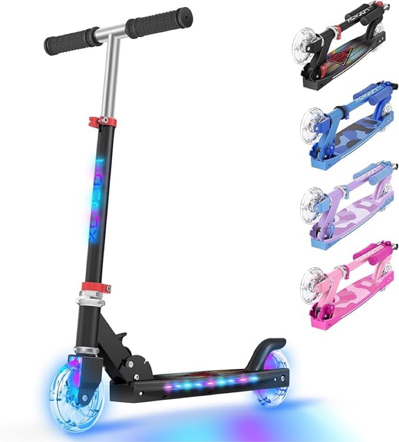 Tonblix patineta(TONBUX Scooters for Kids 5-12, 2 Wheel Scooters with Cool Light Up Stem, Wheels, and Deck, 3 Level Adjustable Height Kick Scooter, Foldable and Lightweight Scooter for Kids 8-12)