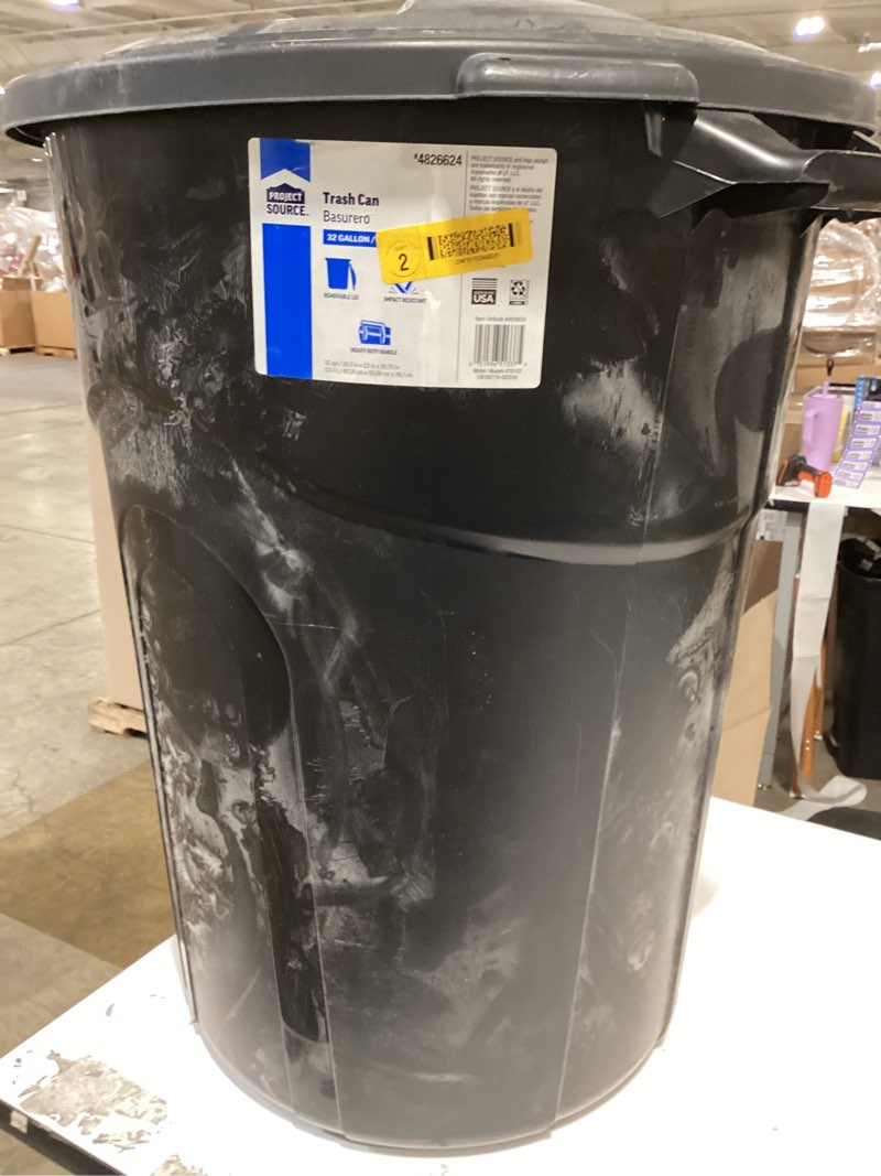 Project Source 32 Gallon Black Plastic Detached Lid Trash Can
