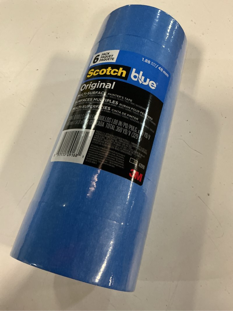 Condition photo showing New/Like New for scotchblue original multi-surface painters tape, 2 inch wide (1.88 in. x 60 yds), 6 rolls blue paint tape protects surfaces & removes easily, masking tape for indoor and outdoor use (2090-48tp6)