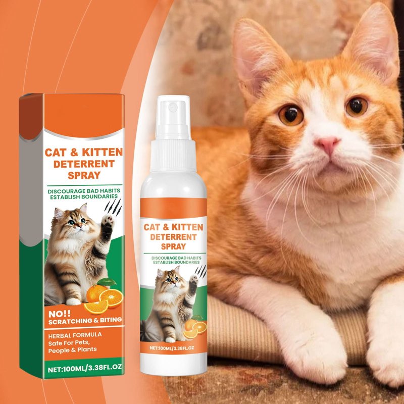 Cat Deterrent Spray: 100ml Natural Bitter Formula Spray to Stop Chewing & Scratching, Safe Indoor/Ou
