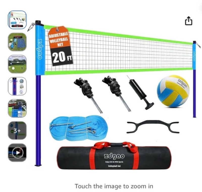 outdoor portable adjustable volleyball net system with bag | complete practice kit| height adjustable|multiple size| for backyard, beach, and lawn play| portable|easy set up