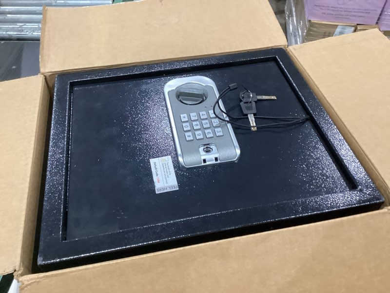 Condition photo showing Good Condition for large safe box for home - 3.0 cuft heavy-duty cabinet with motion light & dual alarm, digital keypad & override key, removable shelf - spacious black safe for documents, laptops, and more 3.0cuft