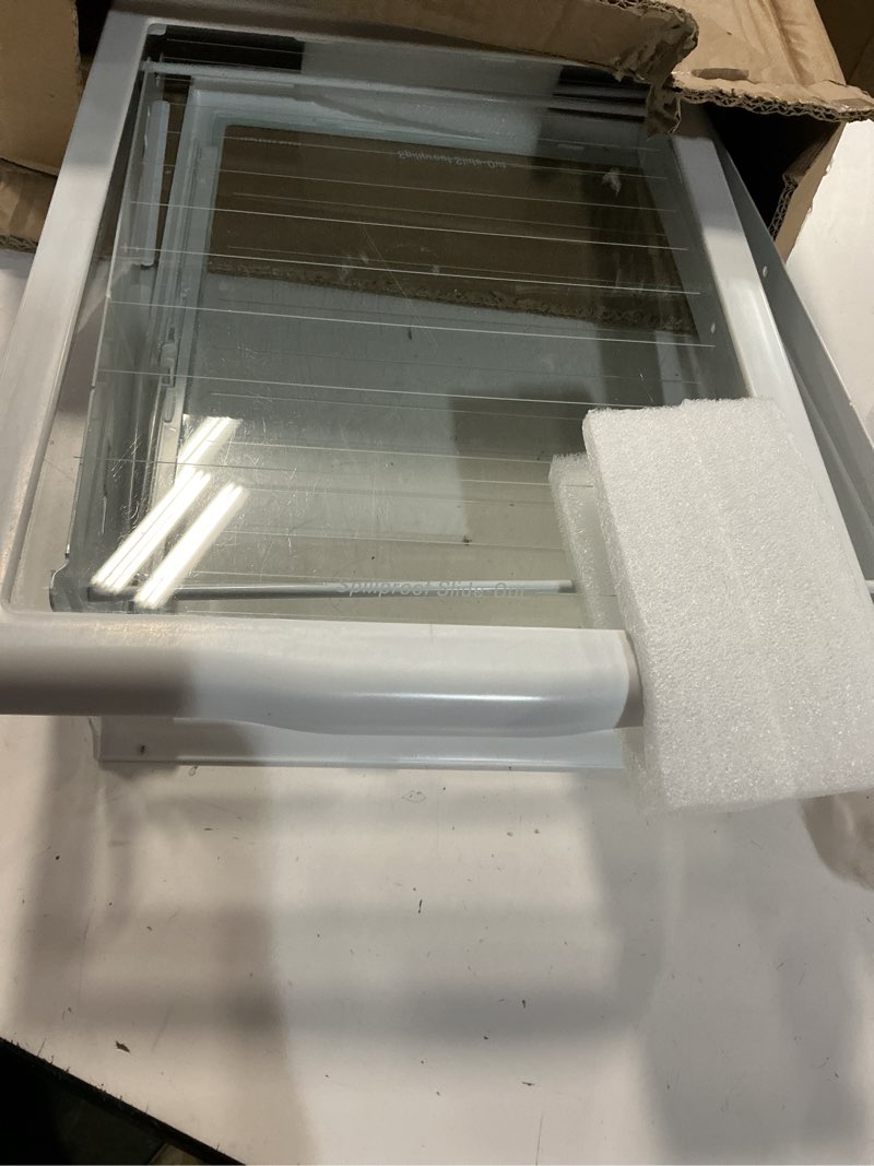 Condition photo showing As Is for upgraded 5304511775 refrigerator tempered glass shelf assembly replacement compatible with frigidaire side-by-side refrigerator glass shelf replace ffss2615td0 ffss2615td1 refrigerator parts