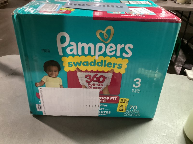 Condition photo showing Good Condition for pampers diapers - swaddlers 360° - size 3, 70 count, up to 100% leakproof comfy dry fit, designed for easy changes, pull on baby diaper (packaging may vary) size 3 70