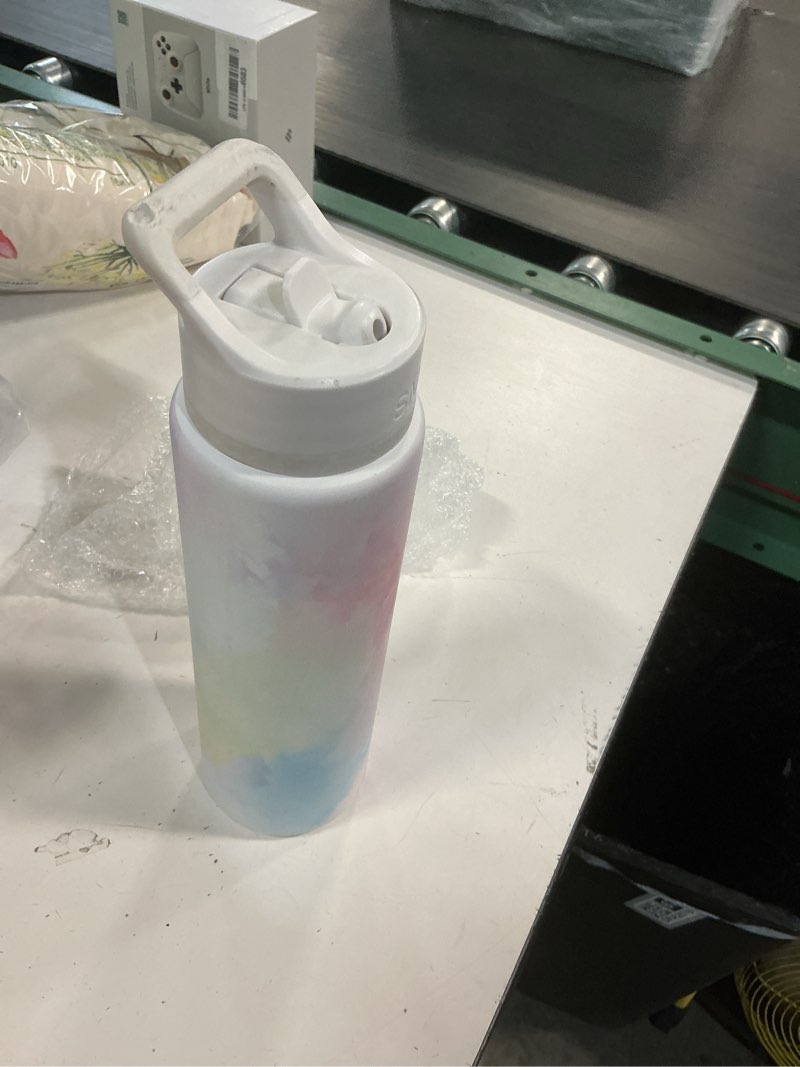 Condition photo showing As Is for simple modern summit water bottle with straw lid | vacuum insulated stainless steel | leak proof bpa-free cup for travel, school, sports | 30oz, ocean tide 30oz pattern: ocean tide
