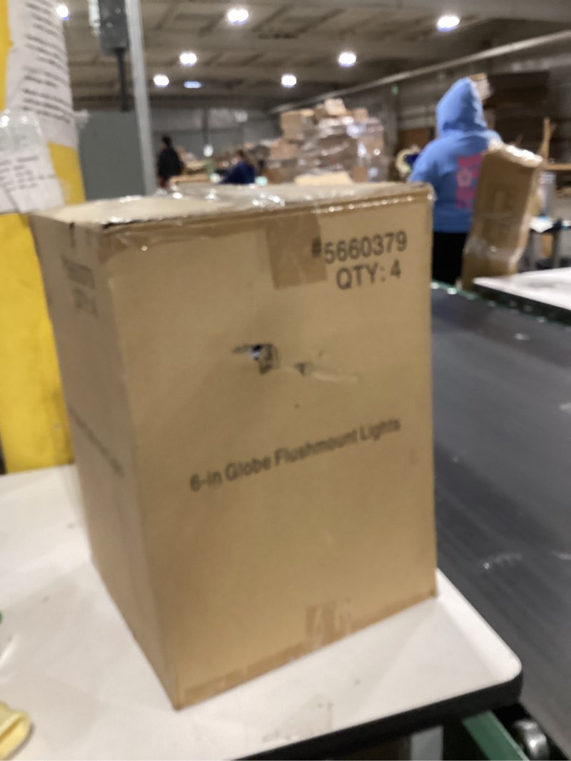 Condition photo showing As Is for Project Source 5.78-in Gloss White Indoor 2 -Light Flush Mount Light with Opal Glass 2 -Pack