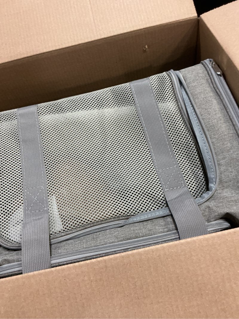 Condition photo showing As Is for Henkelion Large Cat Carriers Dog Carrier Pet Carrier for Cats Dogs Puppies up to 25Lbs, Big Dog Carrier Soft Sided, Travel Puppy Carrier - Large - Grey 20.0"L x 13.0"W x 13.0"H Grey