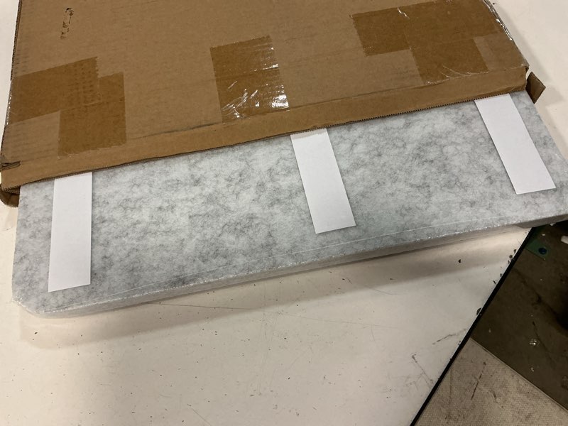 Condition photo showing New/Like New for felt bulletin board for wall 36" x 24" unfolded size, frameless felt pin board, soft cork board alternative for office, home planning, notes, photos & wall decor, foldable shipping, easy install 36" x 24" light grey