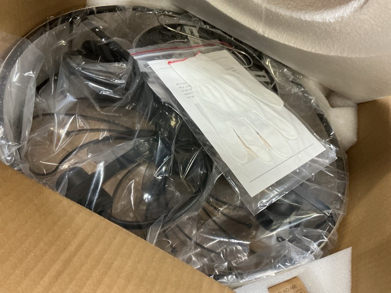 Condition photo showing Good Condition for Boho Ceiling Fan with Jute Fabric Shades and Remote Control, Small Caged Bladeless Low Profile Ceiling Fan with Light, 20 Inch Modern Flush Mount Light Kit for Bedroom Kitchen Living Room