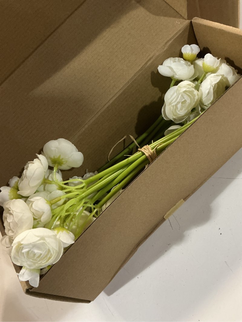Condition photo showing Good Condition for floroom ranunculus artificial flowers 18 pcs ivory faux silk mini ranunculus bulk fake wedding filler flowers for diy bouquets, centerpieces, bridal shower decorations & arrangements