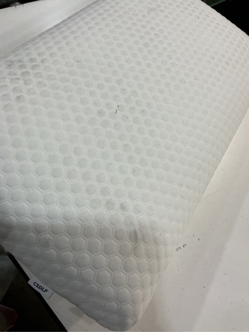 Condition photo showing As Is for memory foam bed pillows, pillow for side and back sleeper, pillow for neck pain relief, washable removable cover, soft, white (queen)
