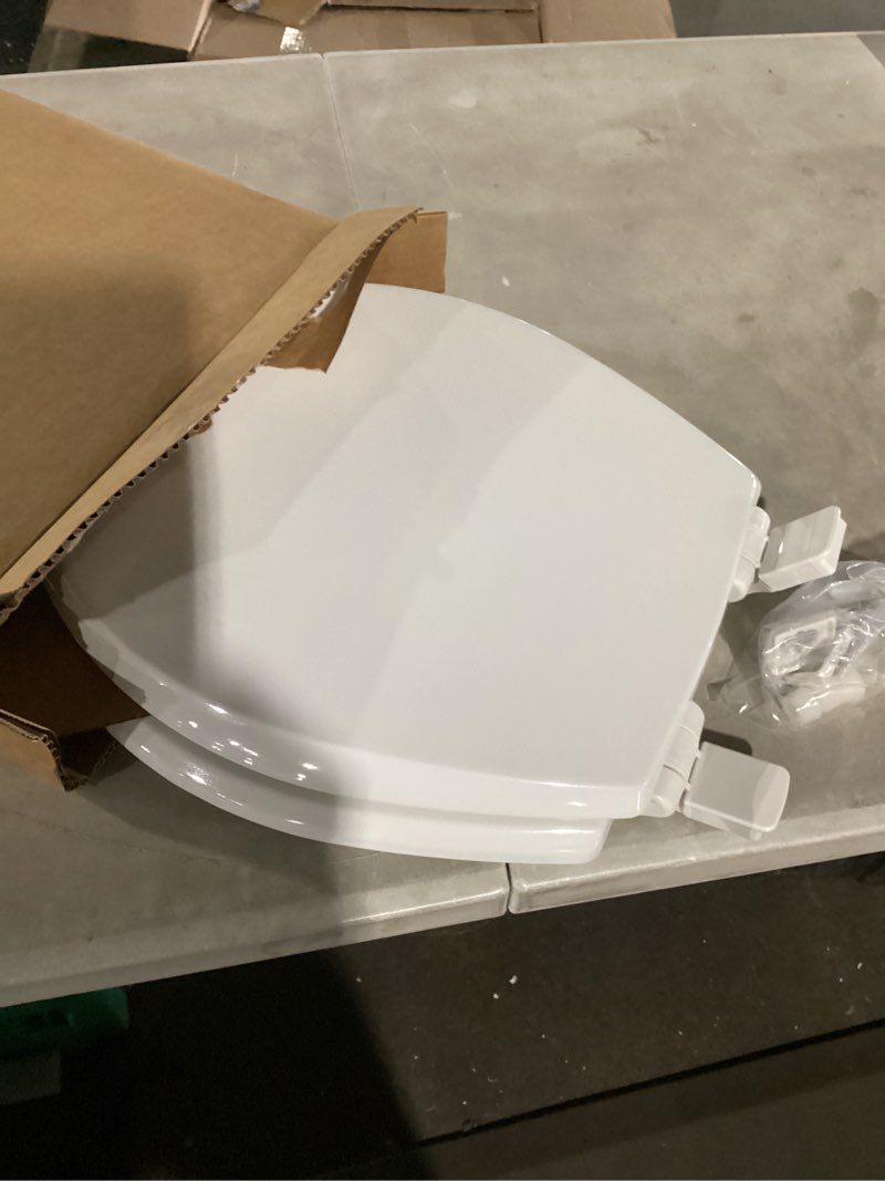Condition photo showing Good Condition for mayfair cassel slow close toilet seat, easy clean, non slip premium wood seat, easy install, made in usa, round, white round 1 - toilet seat