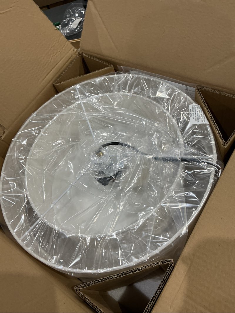 Condition photo showing New/Like New for modern semi flush mount ceiling light 18" modern gold 3-lights drum ceiling lighting fixture vintage linen golden ceiling lamp for laundry room, kitchen, basement, dining room, bedroom 2-tier gold