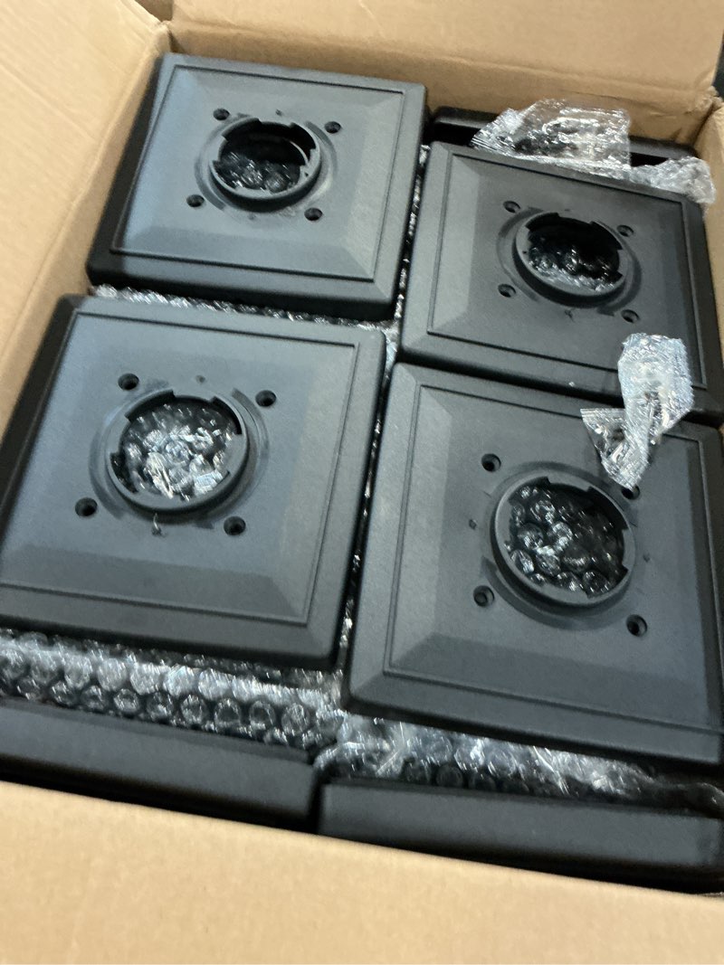 Condition photo showing New/Like New for 8 pack solar post cap lights outdoor flickering flame & warm white, fits 4x4 5x5 6x6 wooden or vinyl posts, waterproof solar fence deck lights for yard garden patio decoration. 8 classic black with flickering flame