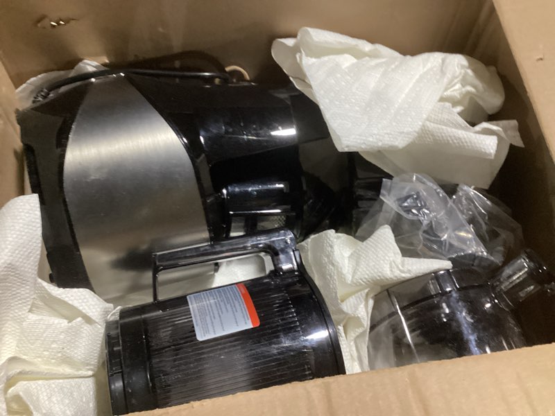 Condition photo showing As Is for Canoly C09 Cold Press Juicer, 6" Extra Wide Feed Chute, 3-IN-1 Strainers (Juice & Sorbet & Nut Milk), Powerful AC Brushless Motor, Self Precut System, Juicer Machines with BPA-Free (Classic)