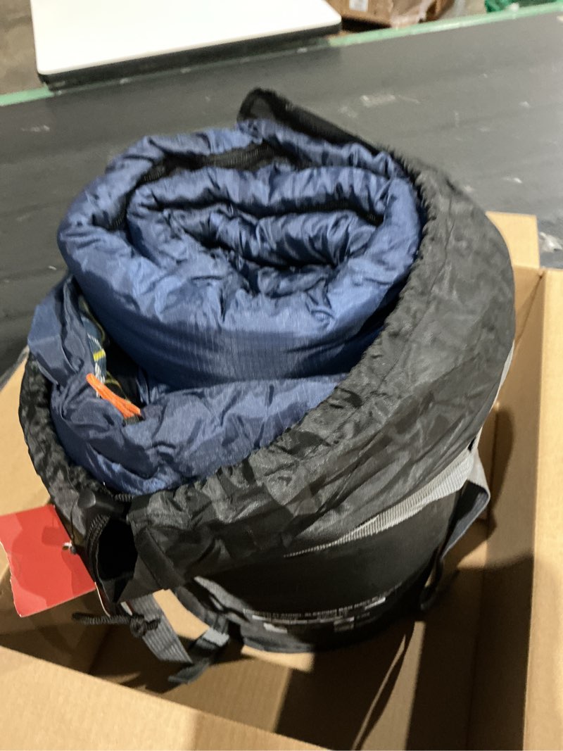 Condition photo showing As Is for uniqwamer kids sleeping bag for girls boys - 4 seasons cold & warm weather flannel camping sleeping bags, lightweight & waterproof 45°f sleeping bag for camping hiking outdoor travel 41?- 68? navy