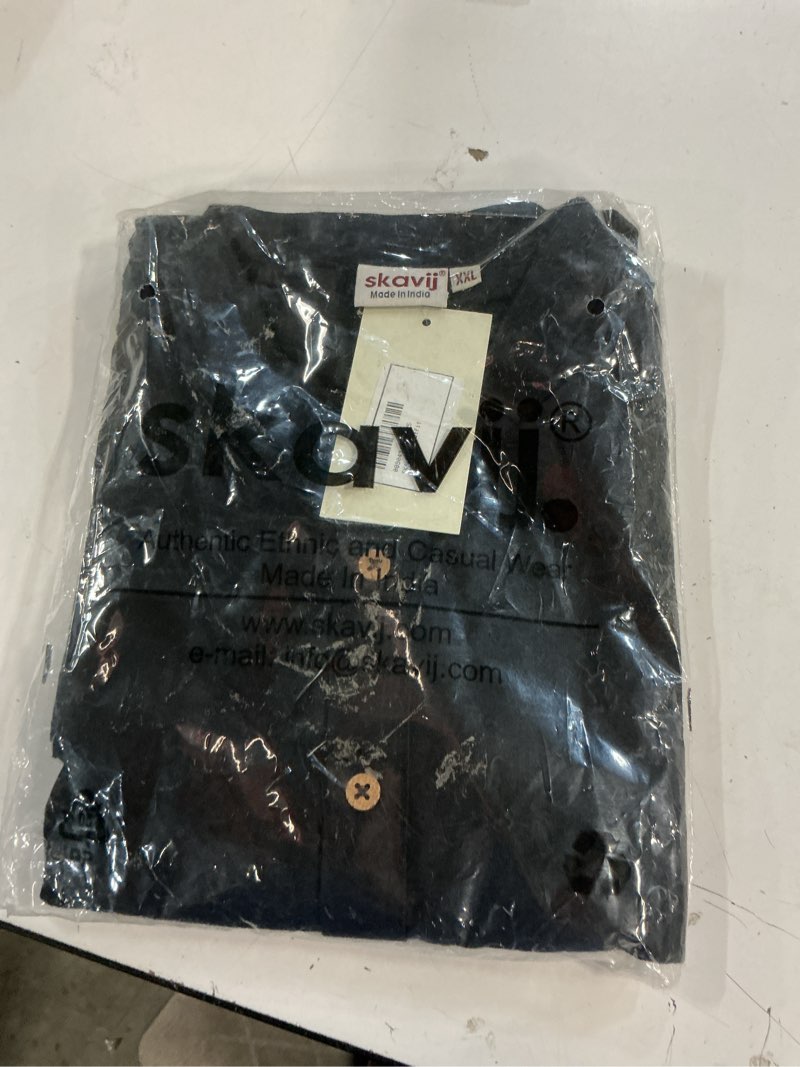 Condition photo showing New/Like New for skavij mens solid cotton kurta – long sleeve mandarin collar ethnic traditional indian wear for festivals casual & wedding xx-large blue