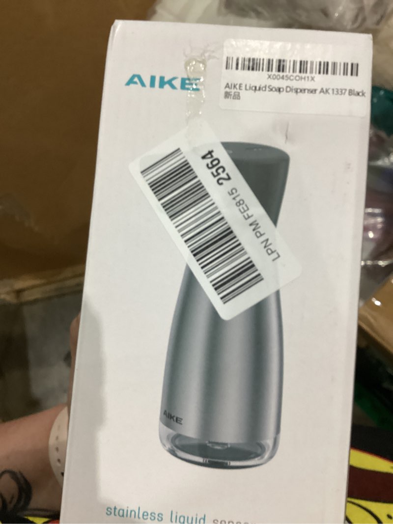 Condition photo showing New/Like New for AIKE Magnetic Charging Waterproof Automatic Soap Dispenser for Liquid Soap Anti-Fingerprint Black Coating 14fl.oz. Model AK1337