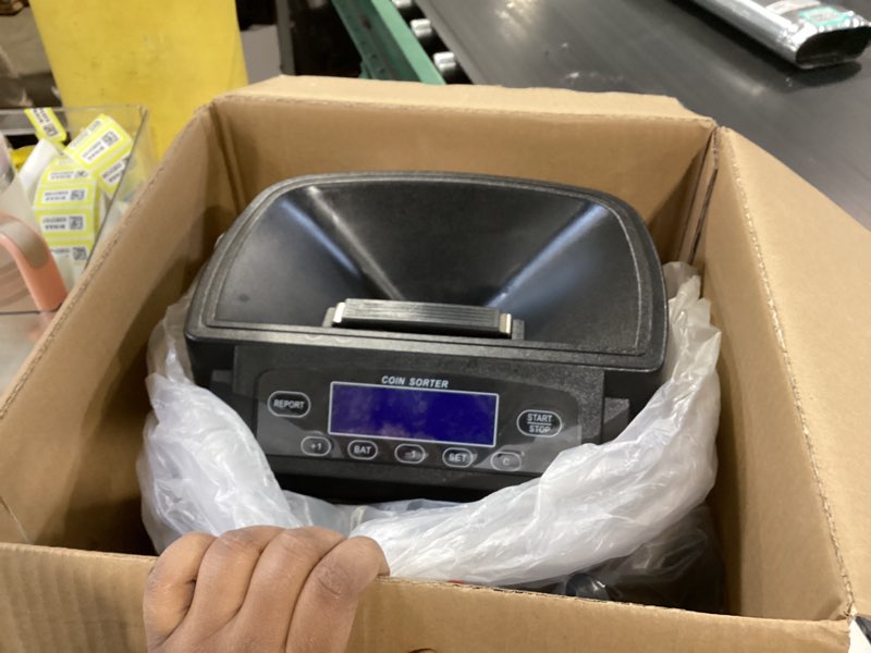 Condition photo showing Good Condition for coin counter machine, electric coin sorter sort 270 coins/minute, usd change counter machine,500 coins capacity automatic coin sorter and wrapper machine, coin counting roller machine with lcd display