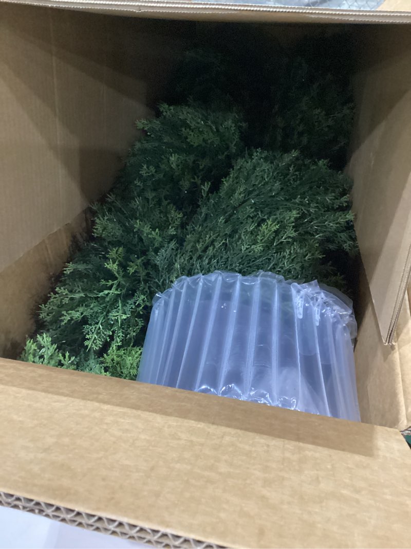 Condition photo showing New/Like New for THE BLOOM TIMES 3ft Artificial Topiary Trees Set of 2, 36 inch Faux Cedar Cypress Spiral Topiary Trees Outdoor - Fake Plants for Garden Front Porch Indoor Outside Planter Christmas Decor 3 Foot Cedar Yellow Green 3ft