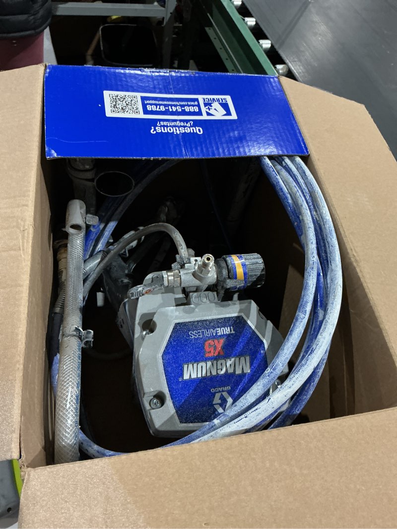 Condition photo showing As Is for graco magnum 262800 x5 stand airless paint sprayer, blue magnum x5 airless paint sprayer