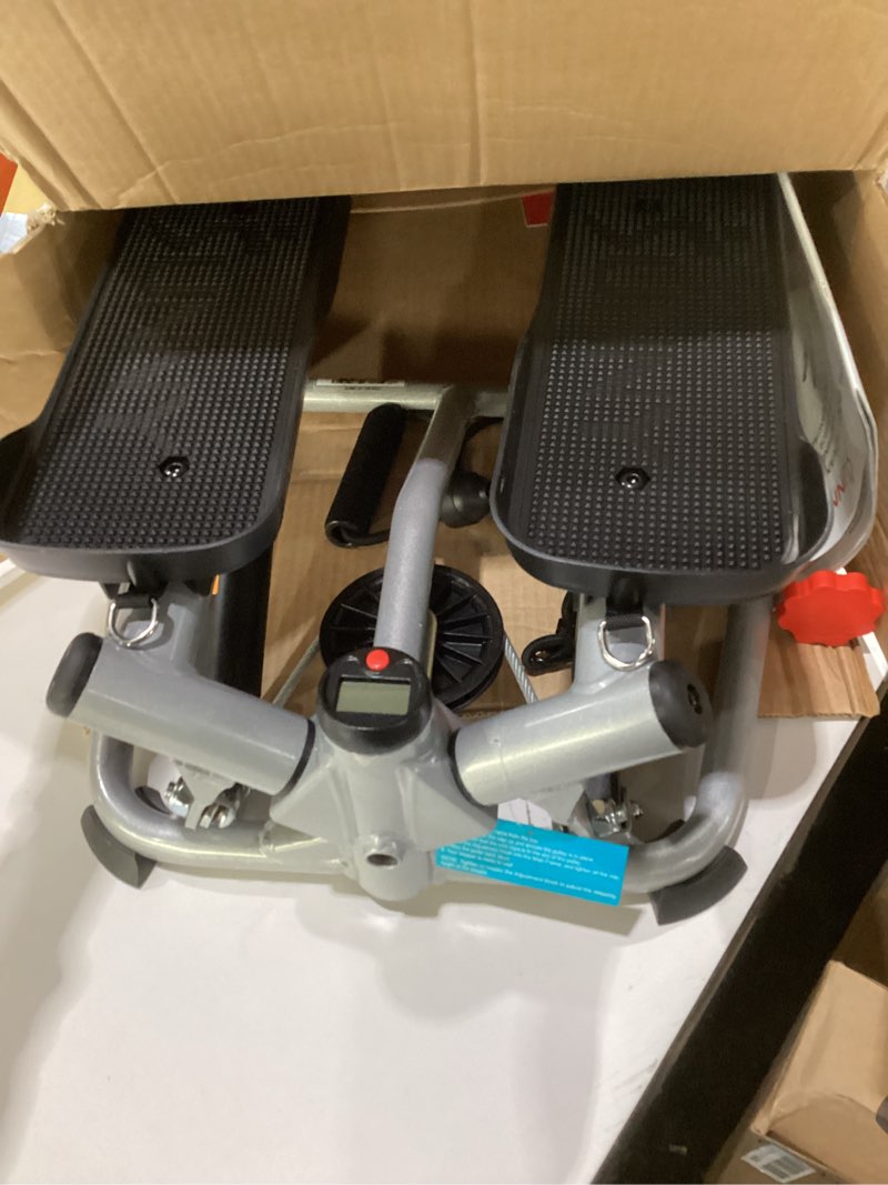 Condition photo showing As Is for sunny health & fitness mini steppers for exercise at home, stair step workout machine, full body cardio equipment, with optional free sunnyfit app connection and resistance band classic/twist motion
