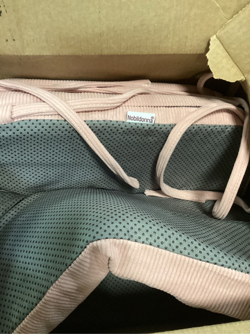 Condition photo showing As Is for nobildonna 2'' thick high-density foam indoor chair cushions | dining chair pads with ties, removable washable cover, dining chair cushions 17"x16", pink 2 pack pink 2 count (pack of 1)