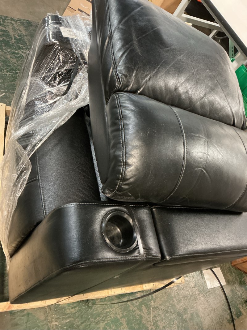Condition photo showing As Is for bonzy home power electric recliner chair with usb ports and cup holders leather home theater seating, living room chair black