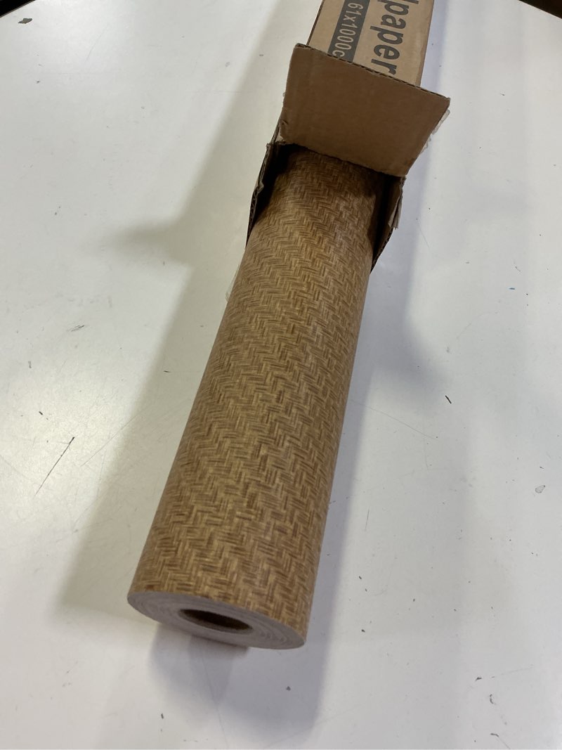 Condition photo showing New/Like New for haimin fabric wallpaper textured contact paper (24in x 393in) grasscloth peel and stick faux linen wall paper self adhesive vinyl wallpaper (tan)