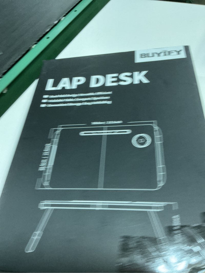 Condition photo showing New/Like New for buyify foldable laptop bed desk for couch, sofa - large lap desk tray table with cup holder and tablet slot - portable notebook stand for eating, writing, studying and wfh -new-006 deep